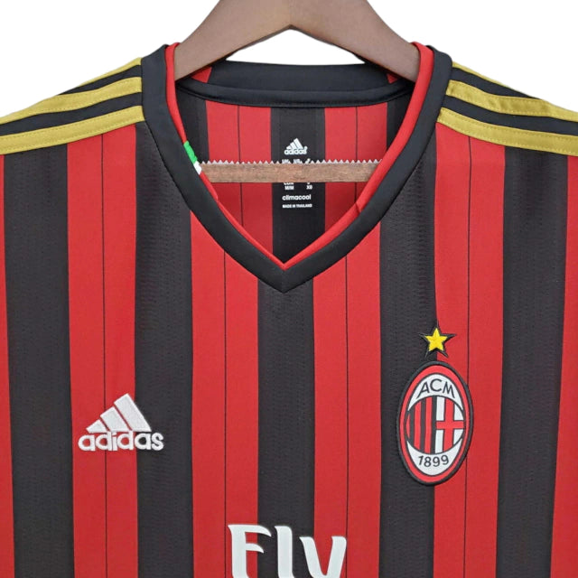 Camisa Retrô Milan I Home Adidas 2013/14 Masculino Vermelho e Preto