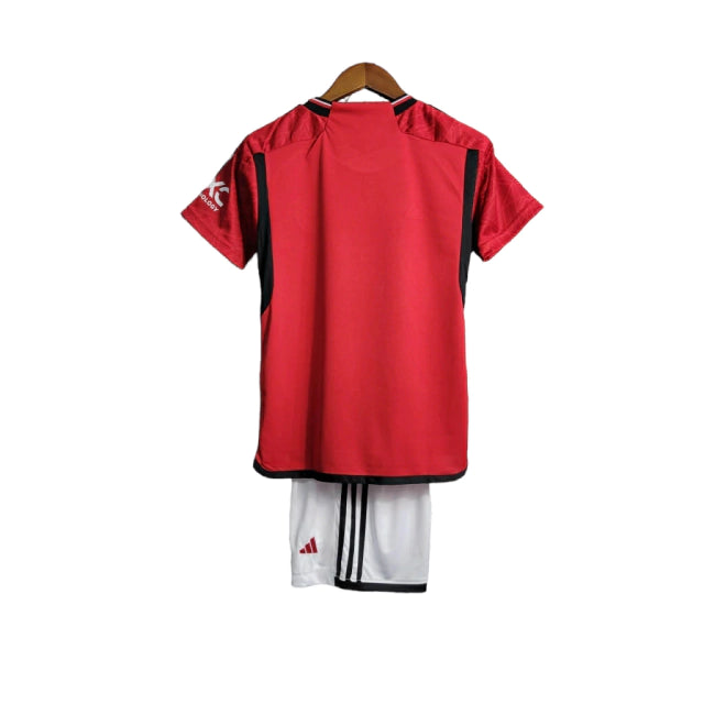 Kit Infantil Manchester United Home 23/24 - Adidas - Vermelho