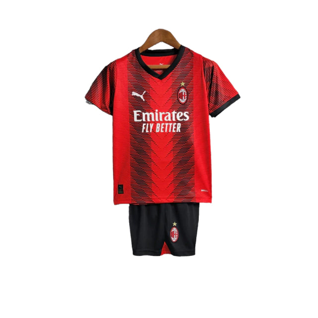 Kit Infantil Milan Home 23/24 - Puma - Vermelho e Preto