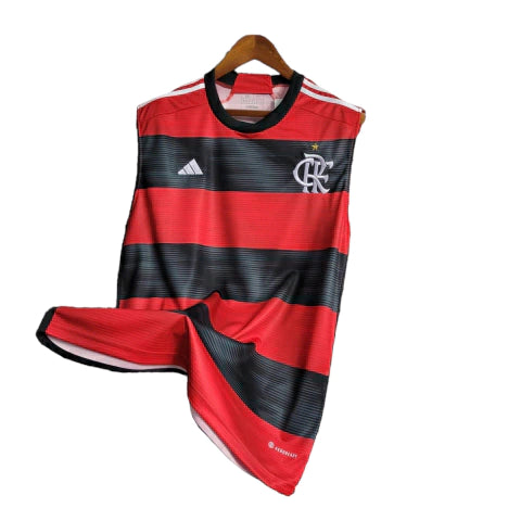 Camisa Flamengo I Regata Adidas Torcedor 23/24 Masculino Vermelho e Preto