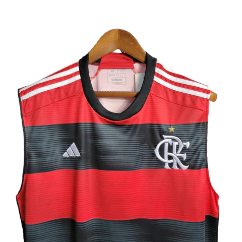 Camisa Flamengo I Regata Adidas Torcedor 23/24 Masculino Vermelho e Preto