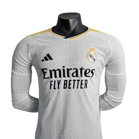 Camisa Real Madrid I 23/24 - Manga Longa - Torcedor Adidas Masculina - Branco