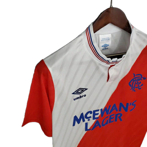 Camisa Glasgow Rangers Retrô 1987/1988 Branca e Vermelha - Umbro