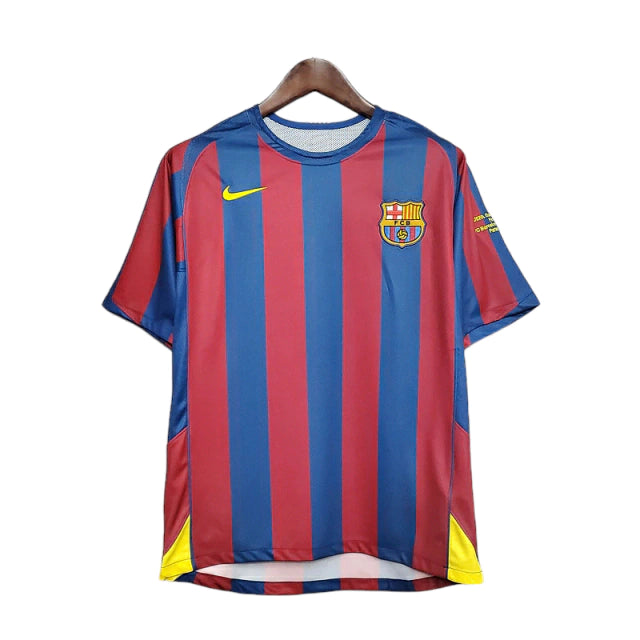 Camisa Retrô Barcelona Nike 2006/07 Masculino Azul e Grená