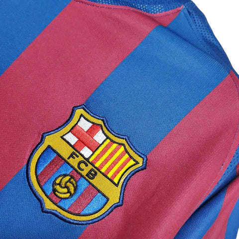 Camisa Retrô Barcelona Nike 2006/07 Masculino Azul e Grená