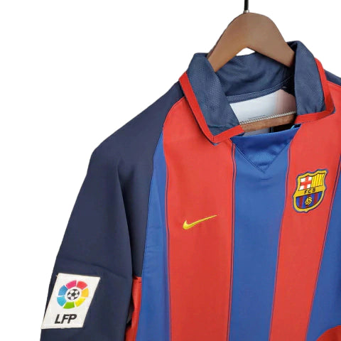 Camisa Barcelona Retrô 2003/2004 Azul e Grená - Nike