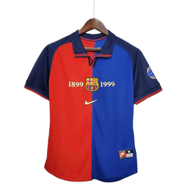 Camisa Retrô Barcelona 100 Anos Nike 1899/99 Azul e Grená