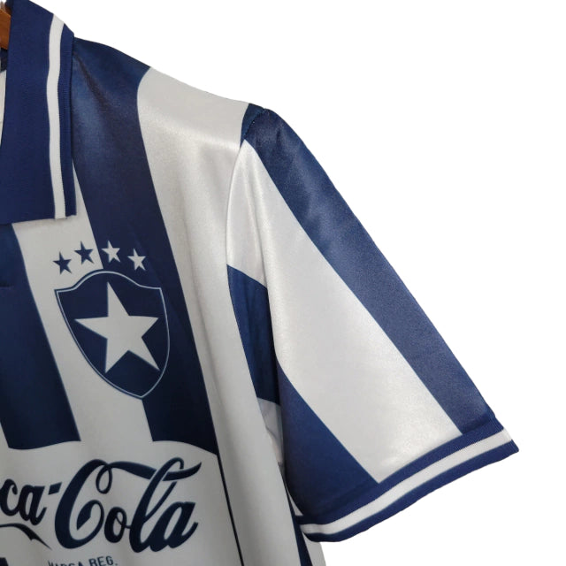 Camisa Botafogo I Retrô 1994 Torcedor Masculino - Preta e branca com Patrocínio da Coca Cola