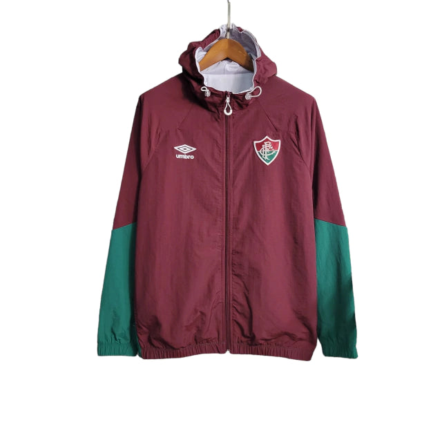 Jaqueta Corta-Vento Fluminense Umbro 2023/24 Masculino Vermelho e Verde