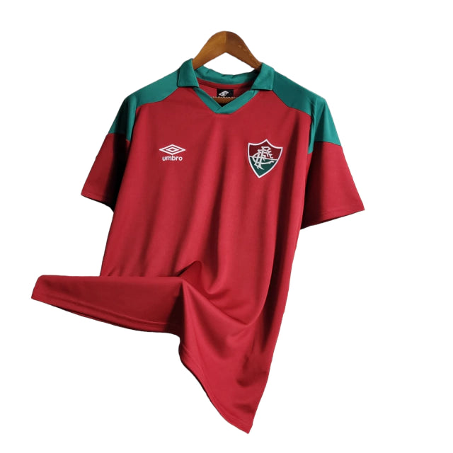 Camisa Fluminense Treino I 23/24 Umbro Torcedor Masculina - Vermelha com detalhes em verde