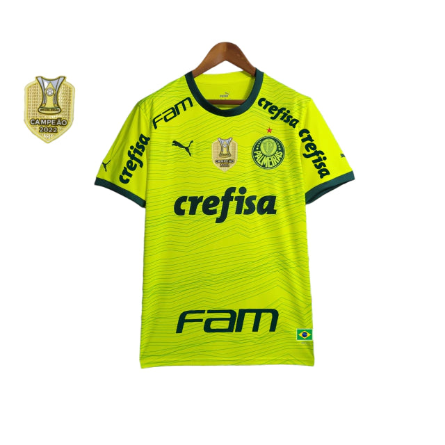 Camisa Palmeiras II 23/24 Puma Torcedor Masculino - Verde Limão com todos os Patrocínios e Patch