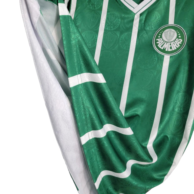 Camisa Palmeiras Retrô I 1993 Torcedor Masculina - Verde com listras em branco