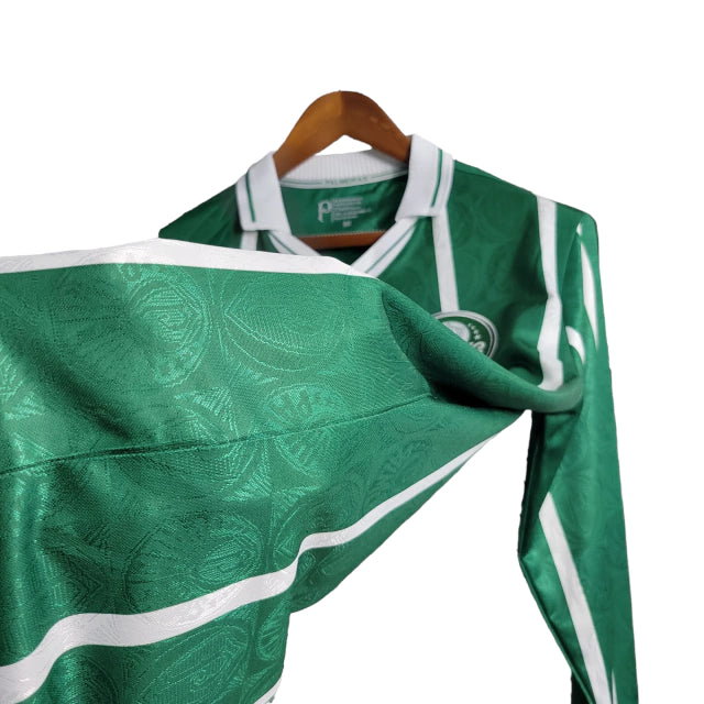Camisa Palmeiras Retrô I 1993 Torcedor manga longa - Verde com listras em branco