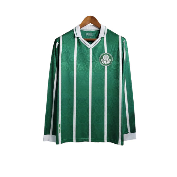 Camisa Palmeiras Retrô I 1993 Torcedor manga longa - Verde com listras em branco