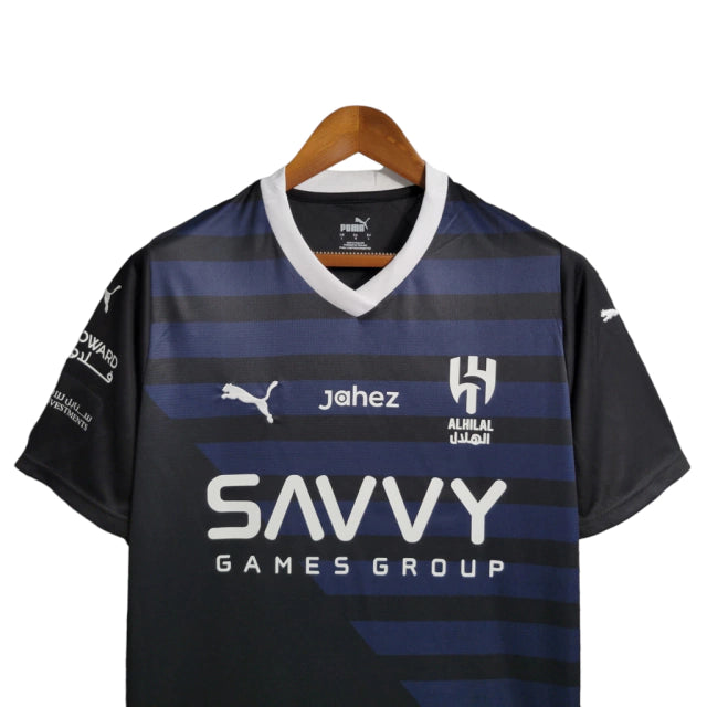 Camisa Al Hilal III Third Puma 2023/24  Masculino Preto e Azul Escuro