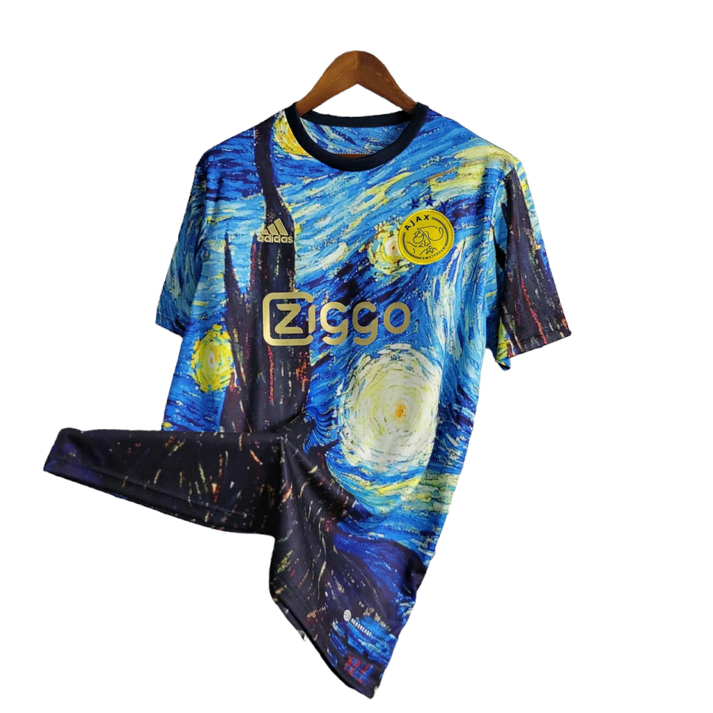 Camisa Ajax 2023/24 Adidas Torcedor Masculina Detalhes Em Azul Amarelo e Dourado