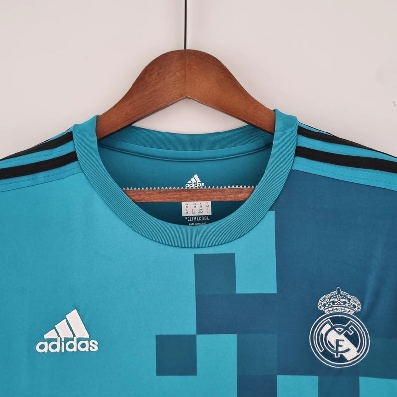 Camisa Retrô Real Madrid II Away 2017/18 Manga Longa Masculino Azul
