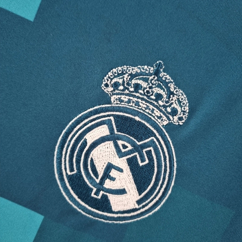 Camisa Retrô Real Madrid Manga Longa II Away Adidas 2017/18 Azul