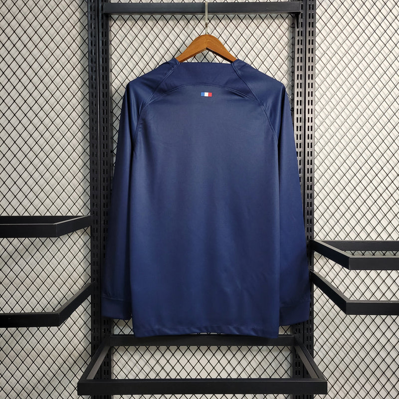 Camisa Paris Saint Germain (PSG) Home 23/24  Manga Longa Torcedor Nike Masculina - Azul Marinho